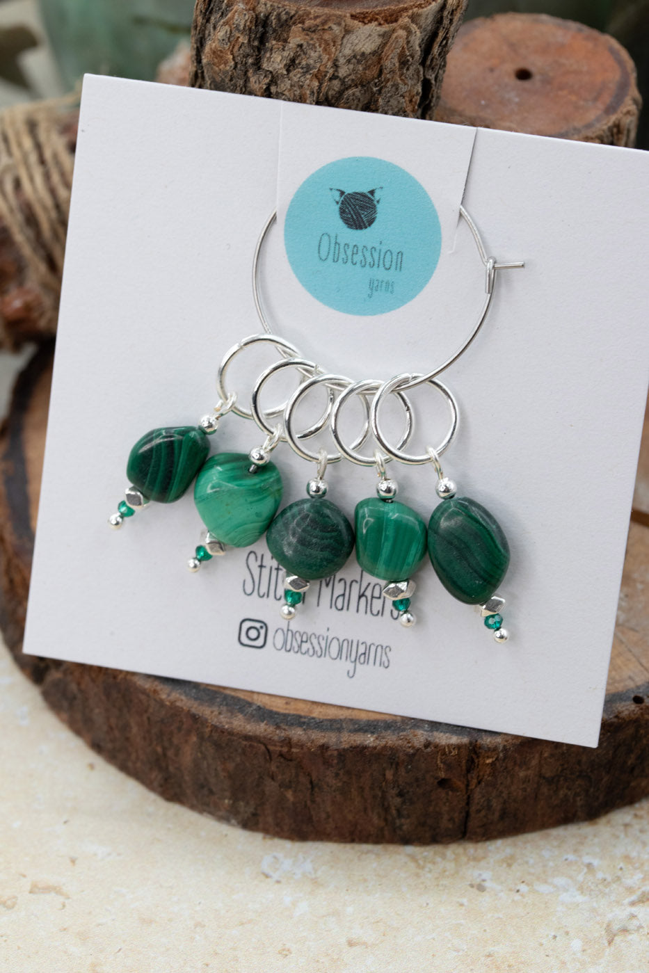 Malachite Chunk Gemstone Stitch Markers