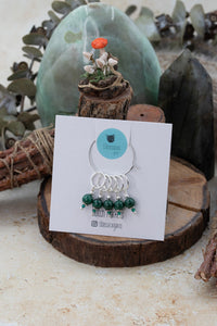Malachite Silver Gemstone Stitch Markers