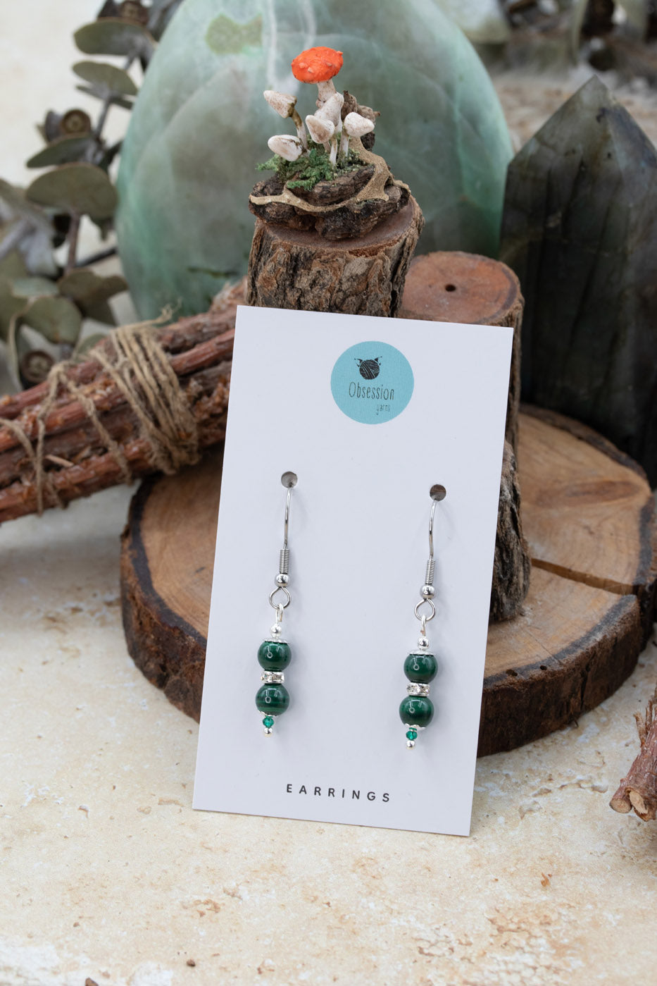 Malachite "Yarnball" Gemstone Earrings