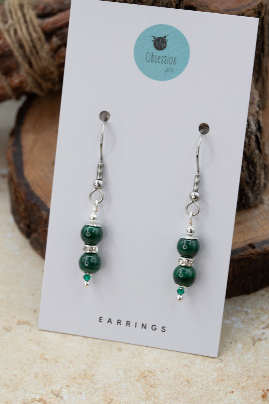 Malachite "Yarnball" Gemstone Earrings