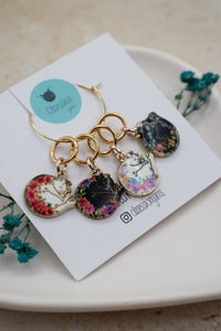 Sweet Floral Circle Kitties Stitch Marker Set