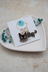 Black Cat Club Stitch Marker Set