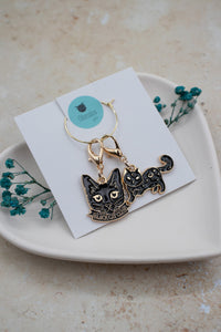 Black Cat Club Stitch Marker Set