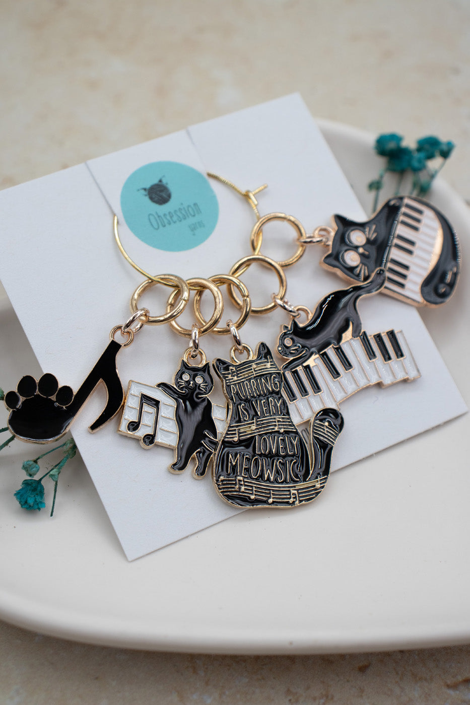 Musical Kitties Stitch Marker Set